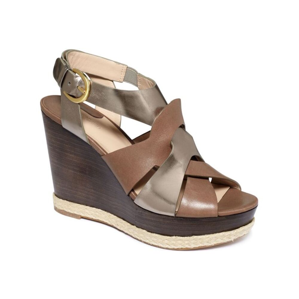 JOAN & DAVID Womens Brown 1-1/2" Platform Isleen Wedge Shoes 5.5 M